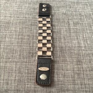 Plunder Leather and Metal Bracelet - Black and Silver